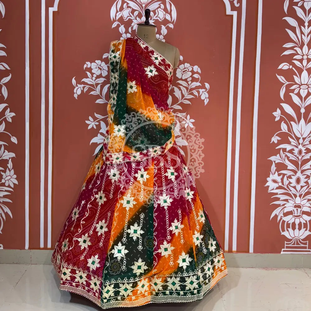 Bhandhej Machine Gota Work Lehenga Sbsjaipur 