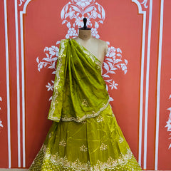 PURE COSMOS TISSUE HANDWORK GOTA PATTI LEHENGA