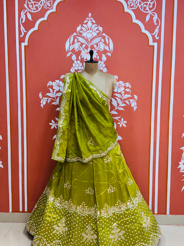 PURE COSMOS TISSUE HANDWORK GOTA PATTI LEHENGA