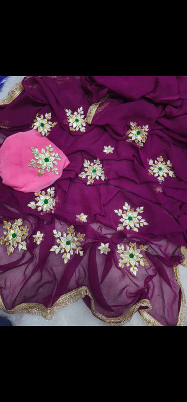 Semi Chiffon Gota Saree