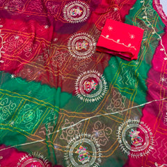 Multicolour Bandhej Saree
