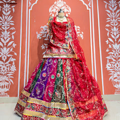 Bandhej Multi Rajwadi Lehenga