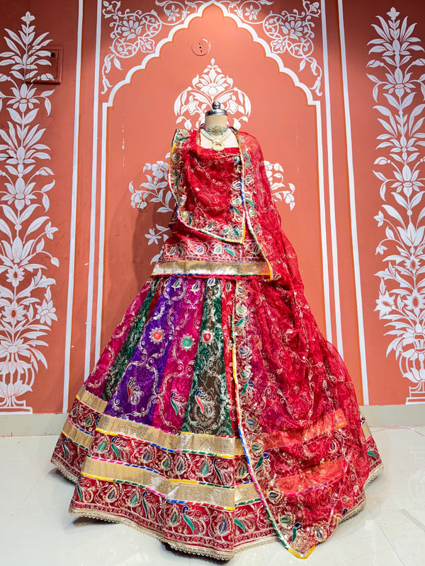 Bandhej Multi Rajwadi Lehenga