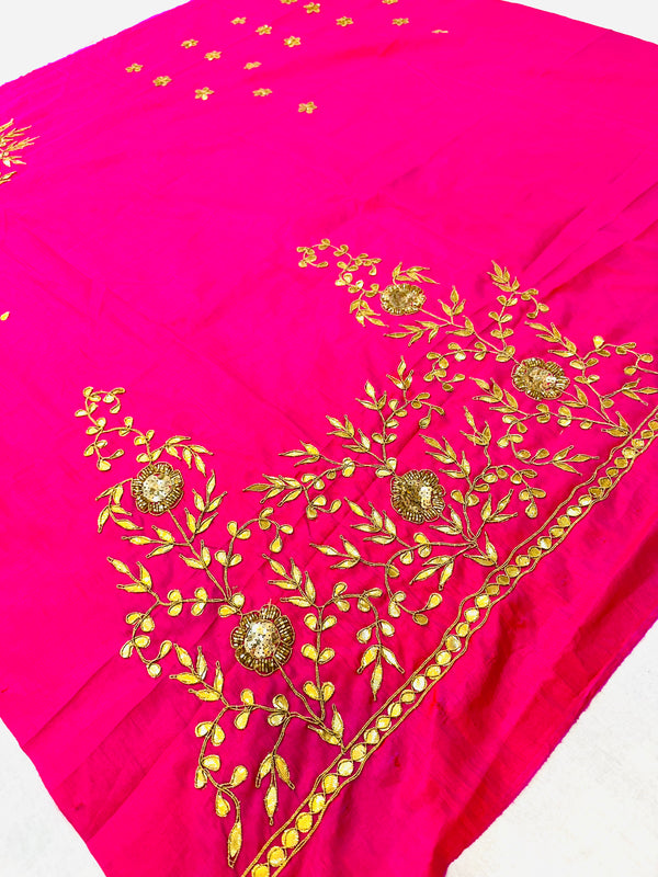 UNSTITCHED SILK GOTA PATTI HANDWORK BLOUSE