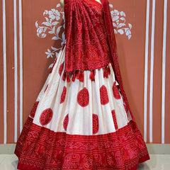 TUSSAR SILK GUJRATI BOOTA LEHENGA