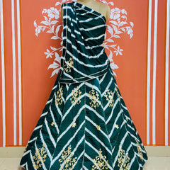 CHINON GOTA PATTI HANDWORK LEHERIYA LEHENGA