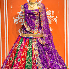 Bandhej Multi Rajwadi Lehenga