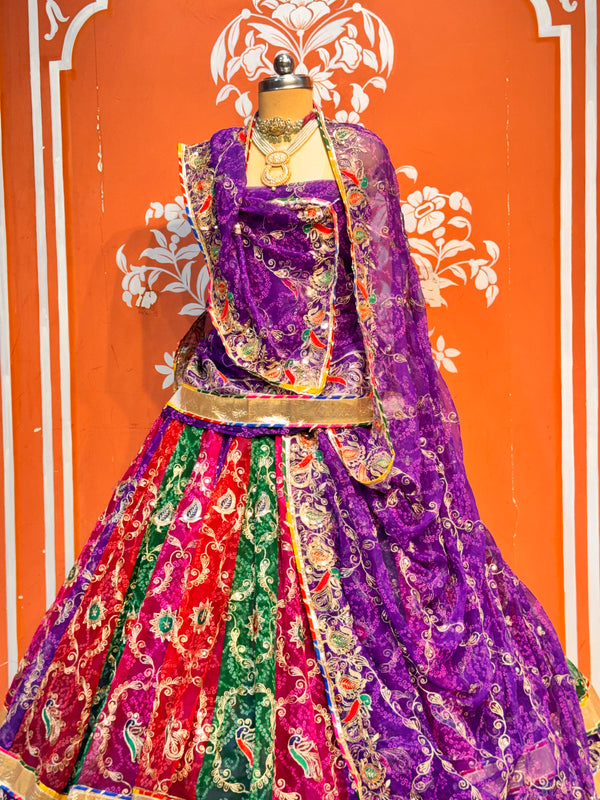 Bandhej Multi Rajwadi Lehenga