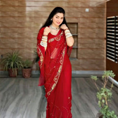 Pure Zari work Semi Chiffon saree