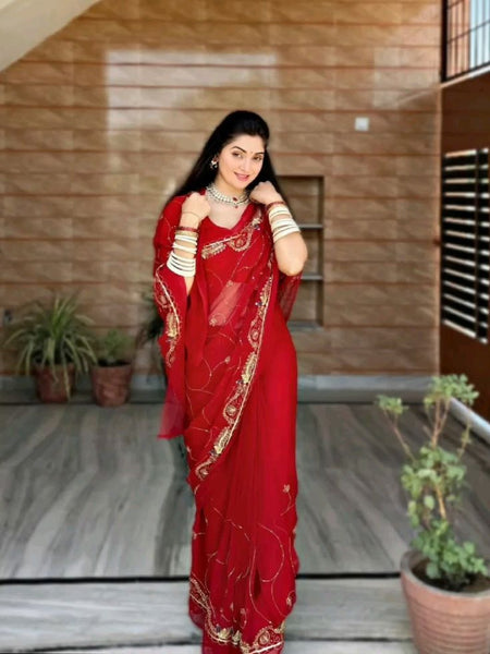 Pure Zari work Semi Chiffon saree