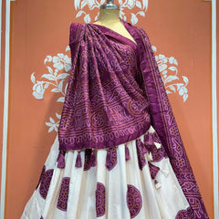 TUSSAR SILK GUJRATI BOOTA LEHENGA