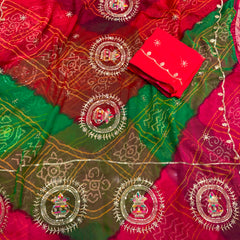Multicolour Bandhej Saree