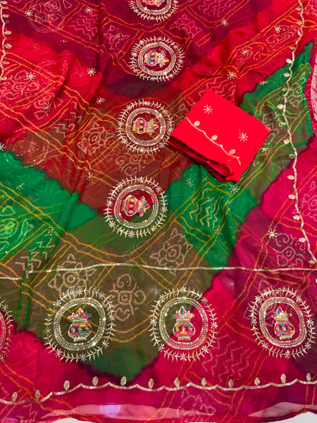 Multicolour Bandhej Saree