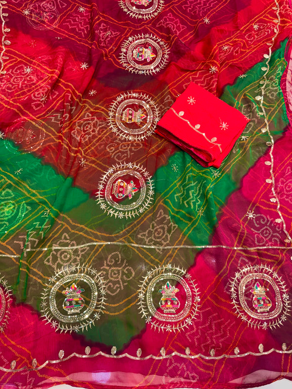 Multicolour Bandhej Saree