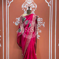 13 BOOTA PURE RUSSIAN SILK ZARI PATCHWORK GOTA PATTI SAREE