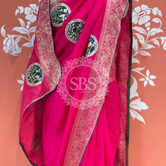 13 BOOTA PURE RUSSIAN SILK ZARI PATCHWORK GOTA PATTI SAREE