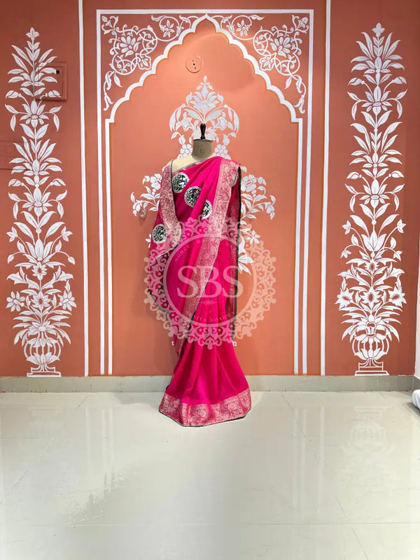 13 BOOTA PURE RUSSIAN SILK ZARI PATCHWORK GOTA PATTI SAREE