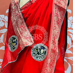 13 BOOTA PURE RUSSIAN SILK ZARI PATCHWORK GOTA PATTI SAREE