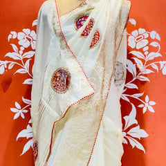 13 BOOTA PURE RUSSIAN SILK ZARI PATCHWORK GOTA PATTI SAREE