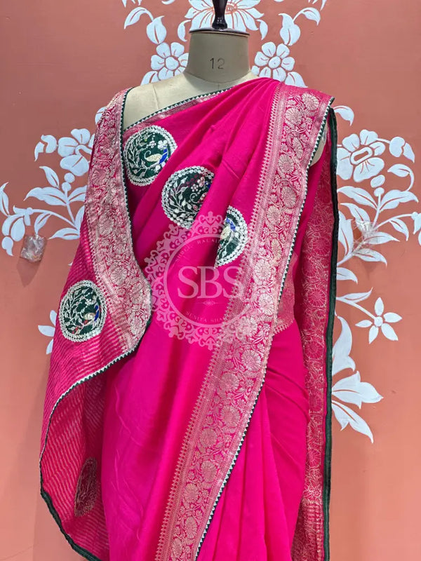 13 BOOTA PURE RUSSIAN SILK ZARI PATCHWORK GOTA PATTI SAREE