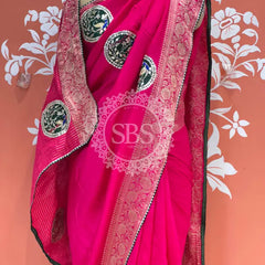 13 BOOTA PURE RUSSIAN SILK ZARI PATCHWORK GOTA PATTI SAREE