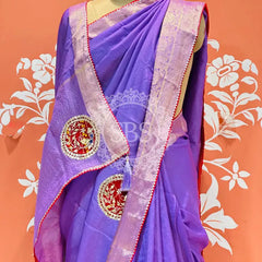 13 BOOTA PURE RUSSIAN SILK ZARI PATCHWORK GOTA PATTI SAREE