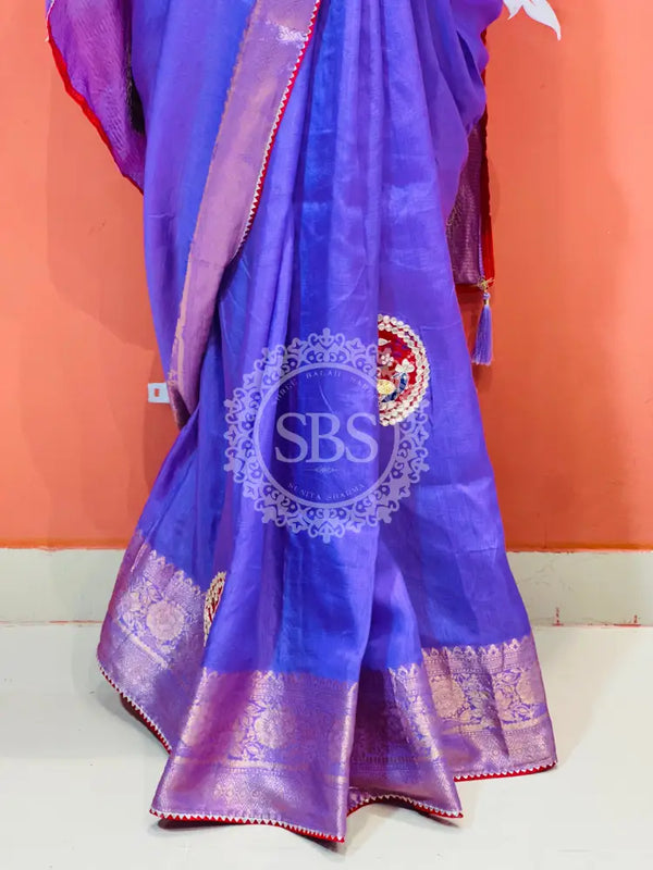 13 BOOTA PURE RUSSIAN SILK ZARI PATCHWORK GOTA PATTI SAREE