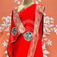 13 BOOTA PURE RUSSIAN SILK ZARI PATCHWORK GOTA PATTI SAREE