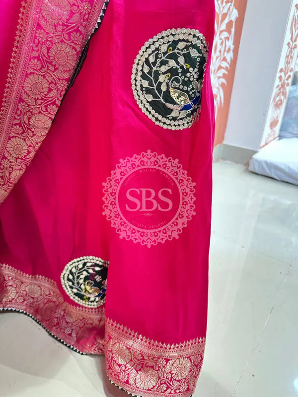 13 BOOTA PURE RUSSIAN SILK ZARI PATCHWORK GOTA PATTI SAREE