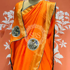 13 BOOTA PURE RUSSIAN SILK ZARI PATCHWORK GOTA PATTI SAREE