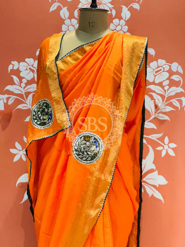 13 BOOTA PURE RUSSIAN SILK ZARI PATCHWORK GOTA PATTI SAREE