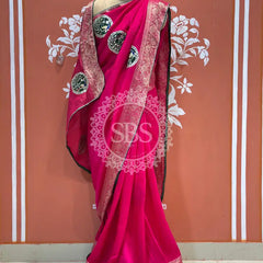 13 BOOTA PURE RUSSIAN SILK ZARI PATCHWORK GOTA PATTI SAREE