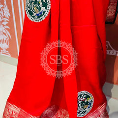 13 BOOTA PURE RUSSIAN SILK ZARI PATCHWORK GOTA PATTI SAREE