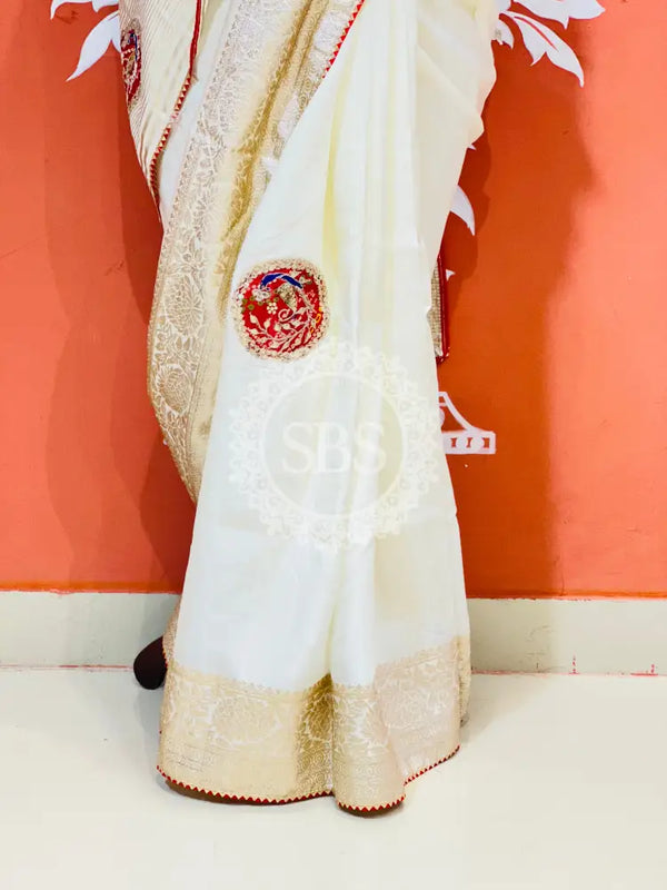 13 BOOTA PURE RUSSIAN SILK ZARI PATCHWORK GOTA PATTI SAREE