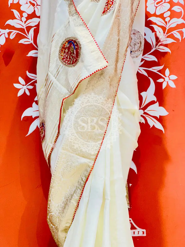 13 BOOTA PURE RUSSIAN SILK ZARI PATCHWORK GOTA PATTI SAREE