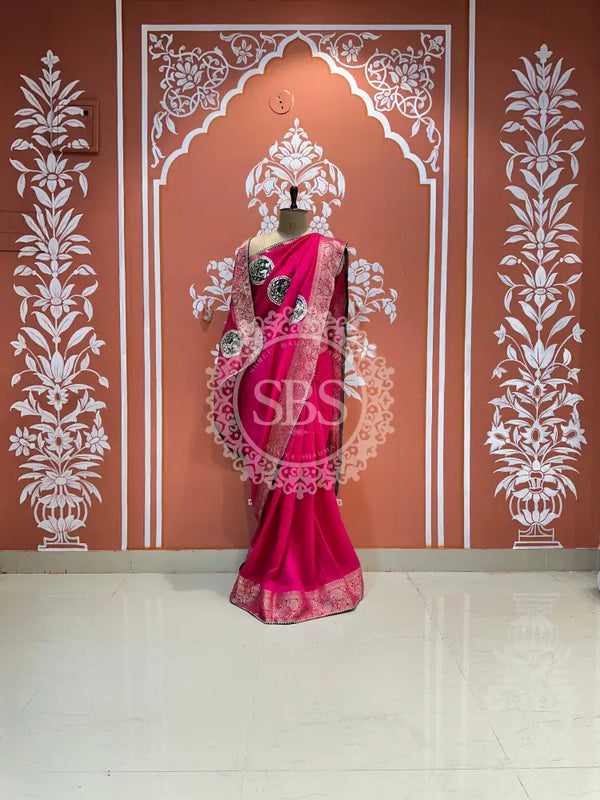 13 BOOTA PURE RUSSIAN SILK ZARI PATCHWORK GOTA PATTI SAREE