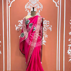 13 BOOTA PURE RUSSIAN SILK ZARI PATCHWORK GOTA PATTI SAREE