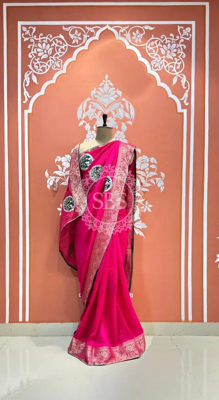 13 BOOTA PURE RUSSIAN SILK ZARI PATCHWORK GOTA PATTI SAREE