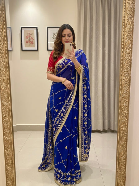 Gota Jal semi chiffon Saree