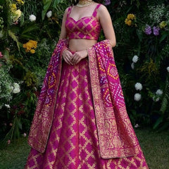 TAFETA SILK 24 KALI GHATCHOLA LEHENGA