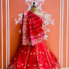 PURE COSMOS TISSUE HANDWORK GOTA PATTI LEHENGA