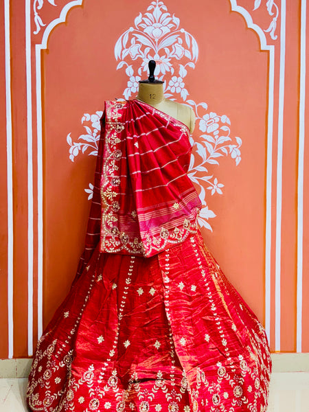 PURE COSMOS TISSUE HANDWORK GOTA PATTI LEHENGA