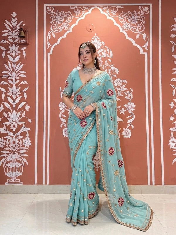 Pure Chiffon Gota Patti Saree
