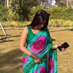 Semi Chiffon Bhandej Saree
