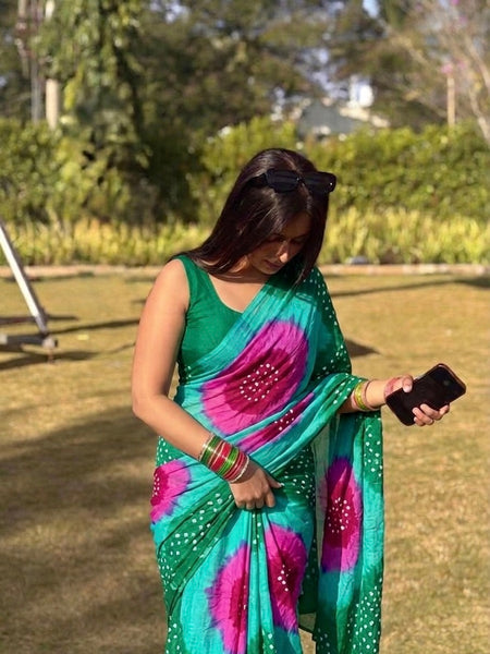 Semi Chiffon Bhandej Saree