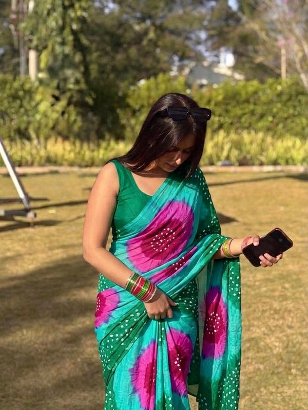 Semi Chiffon Bhandej Saree