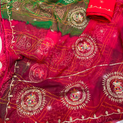 Multicolour Bandhej Saree