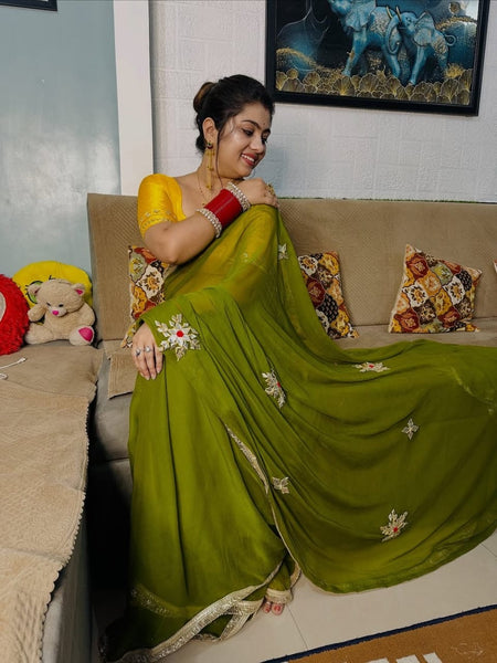 Semi Chiffon Gota Saree