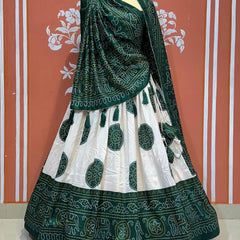 TUSSAR SILK GUJRATI BOOTA LEHENGA