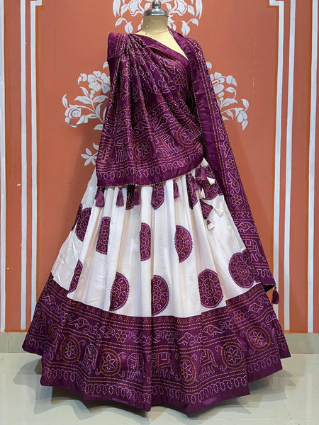 TUSSAR SILK GUJRATI BOOTA LEHENGA